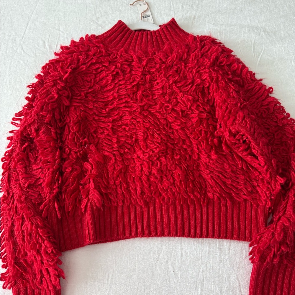 Anthropologie Red Textured Crew Neck Sweater